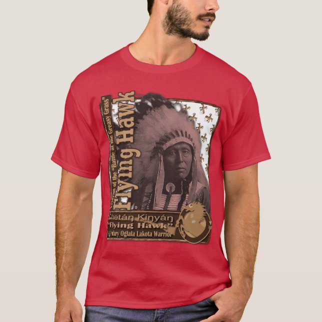 FlyghökOglala Lakota krigare Tee Shirt (Framsida)