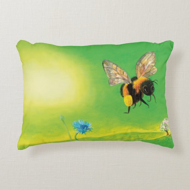 Flygillustration för Bumblebee Prydnadskudde (Framsidan)