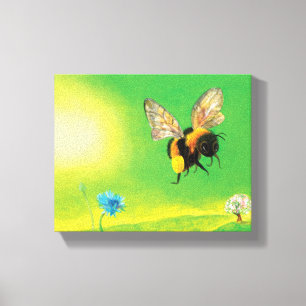 Flygillustration i humla canvastryck