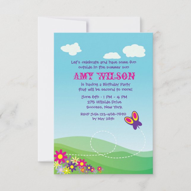 Flyginbjudan till fjäril inbjudningar (Framsida)