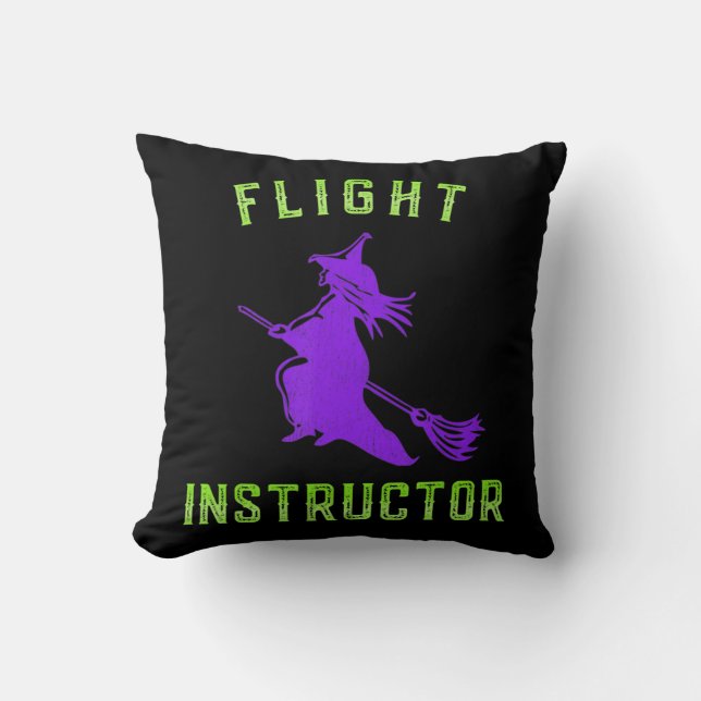 Flyginstruktör Häxa Halloween  Kudde (Framsida)