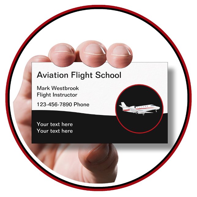 Flyginstruktör med flygtekniskt tema visitkort (flight school)