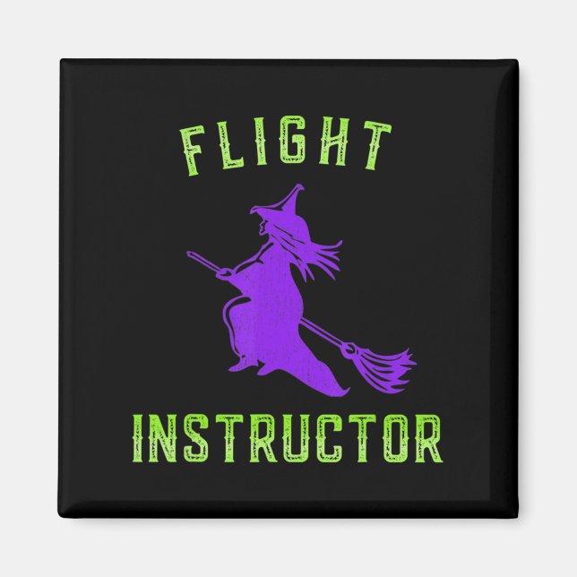 Flyginstruktör Witch Halloween Magnet (Framsidan)
