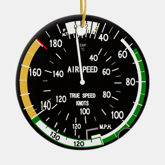 Flyginstrument för flygindikator för luftfartyg julgransprydnad keramik (Framsidan)