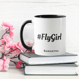 #FlyGirl Typography, Simple,Modern Anpassningsbar Mugg