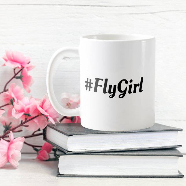 #FlyGirl Typography Simple,Modern Travel Kaffemugg (Skapare uppladdad)