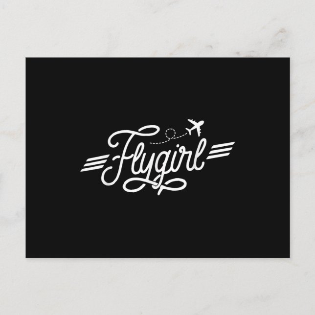 Flygirl Vintage Aviation Pilot Flight Attendant Vykort (Framsida)
