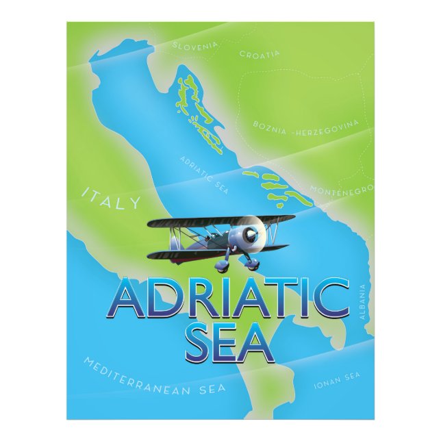 Flygkart över Adriatiska havet Fototryck (Framsidan)
