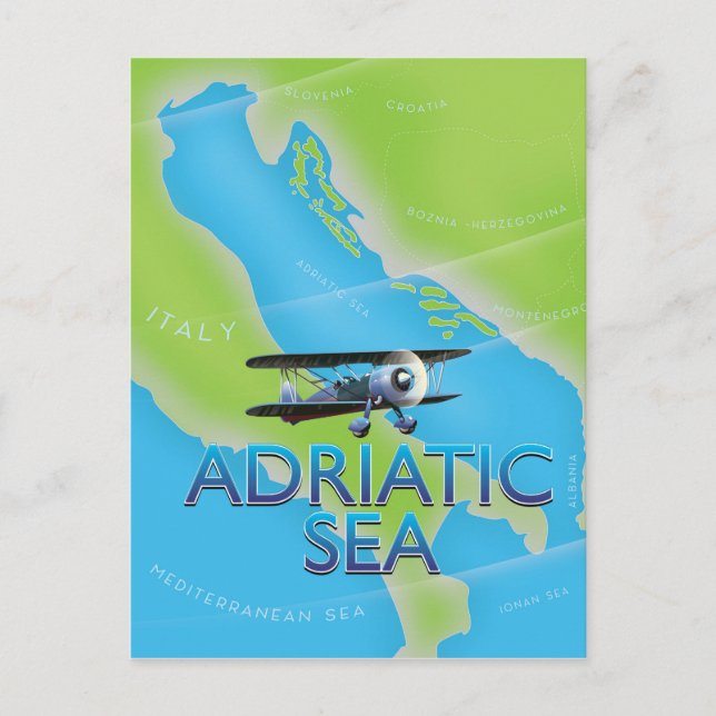 Flygkart över Adriatiska havet Vykort (Framsida)