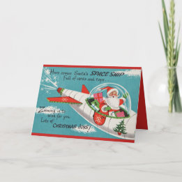 Flygkick Santa med saker för ALLA Helgkort