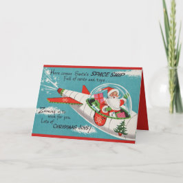 Flygkick Santa med saker för ALLA Helgkort