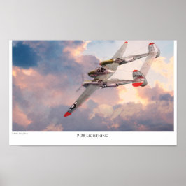 Flygkonst Poster "P-38 Lightning"