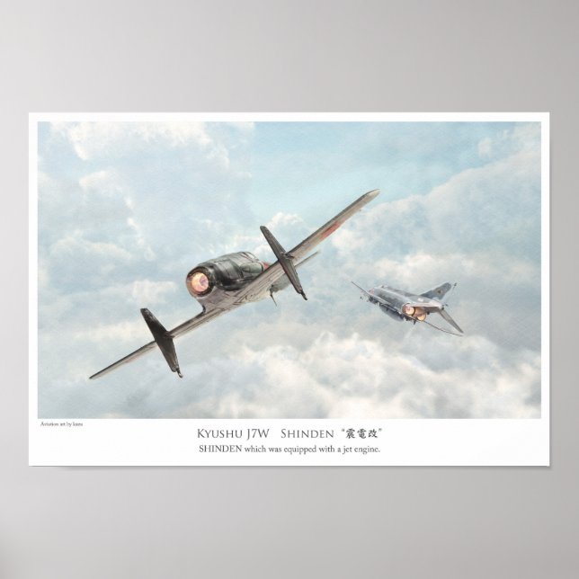 Flygkonst Poster SHINDEN med en jet-motor (Framsidan)