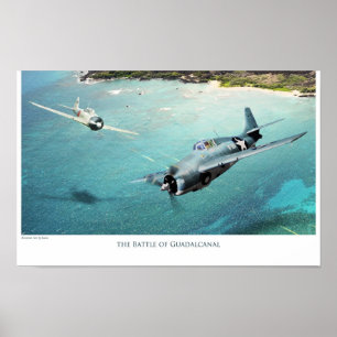 Flygkonst Poster "slaget vid Guadalcanal"