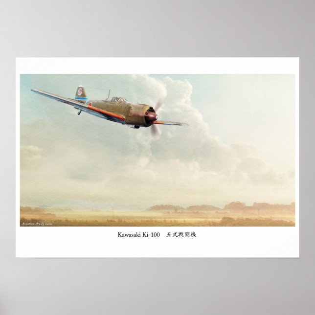 Flygkonstaffisch ”Kawasaki Ki-100” Poster (Framsidan)
