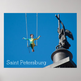 Flygkonstnär tittar vid bronisängeln poster