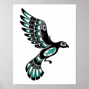 Flygkrickablått och fågel för svartHaidaande Poster