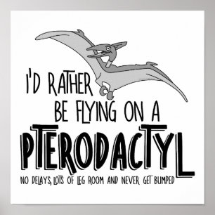 Flyglinje Pterodactyl Dinosaur Airline Poster