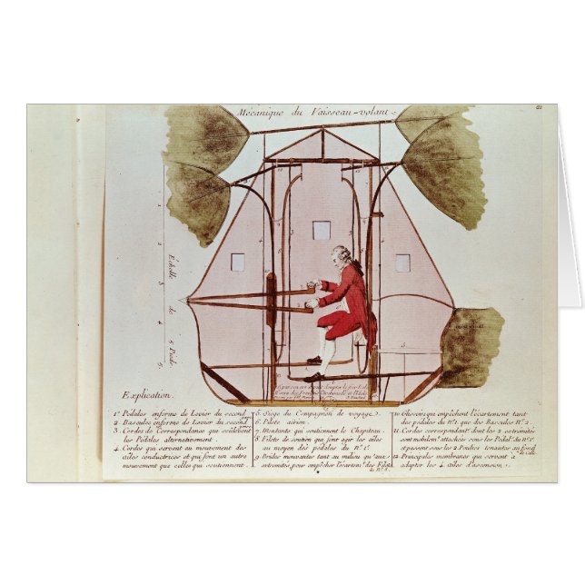 Flygmaskinen av Jean Pierre Blanchard Hälsningskort (Framsidan Horizontal)