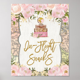 Flygmatkarta Bröllopsdusch i blomstil Poster