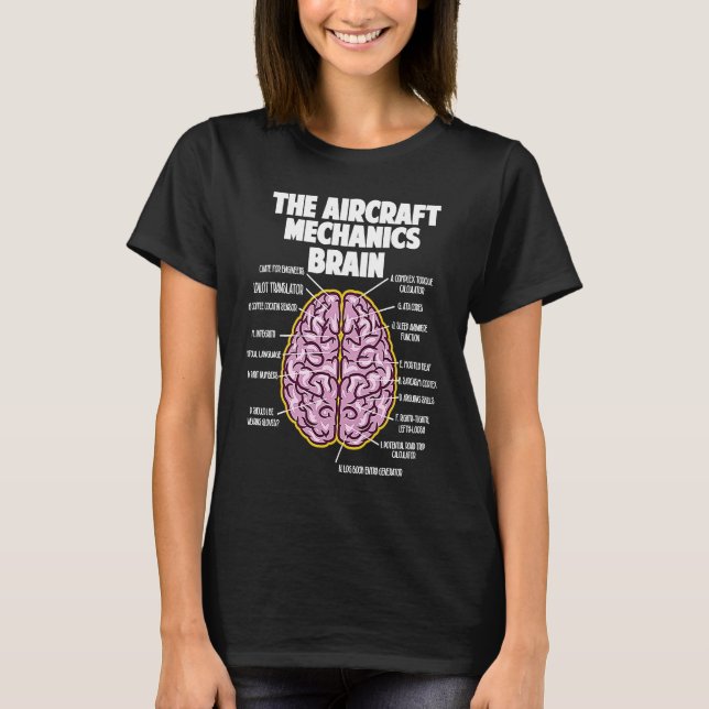 Flygmekaniker Brain Aviation T Shirt (Framsida)