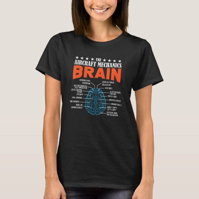 Flygmekaniker Brain Aviation T Shirt (Framsida)