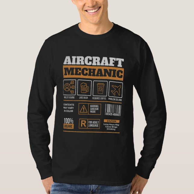 Flygmekaniker Flygtekniker Flygplansmekaniker T Shirt (Framsida)