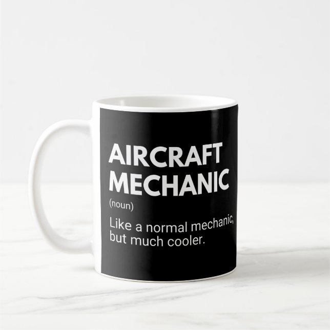 Flygmekaniker Rolig Arbetsdefinition Kaffemugg (Vänster)