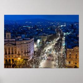Flygnattsvy vid La Rambla Poster