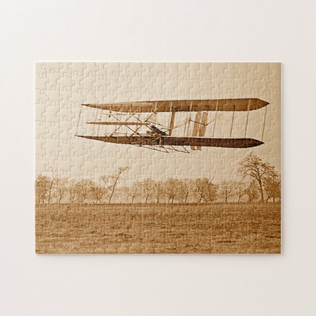Flygning 85 Orville Wright Bi-Plan C 1904 Sepia  Pussel (Horisontell)