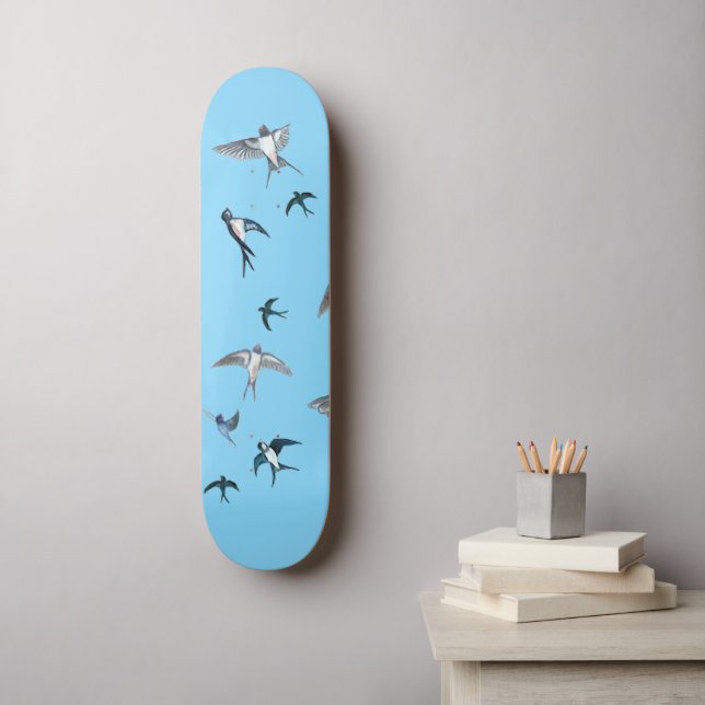 Flygning av Sväljande fågelillustration Mini Skateboard Bräda 18,5 Cm (Väggkonst)