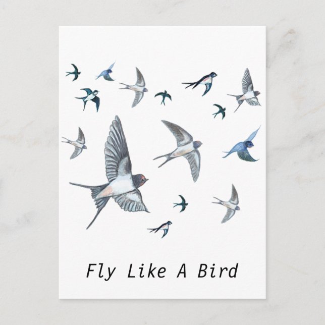 Flygning av Sväljande fågelillustration Vykort (Framsida)