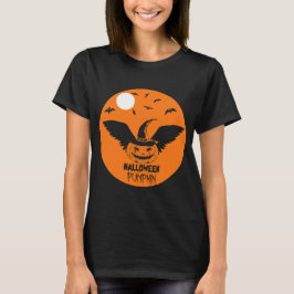 Flygning Halloween Pumpkin med Witch Hat och Fladd T Shirt