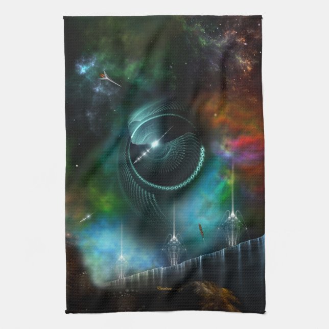 Flygning i Corbius Fractal Art Kitchen Towel Kökshandduk (Vertikal)
