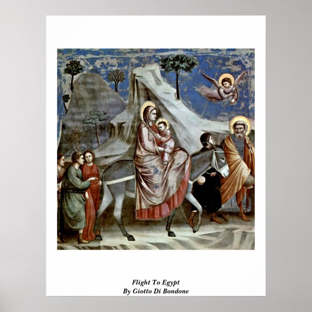 Flygning i Egypten av Giotto Di Bondon Poster (Framsidan)