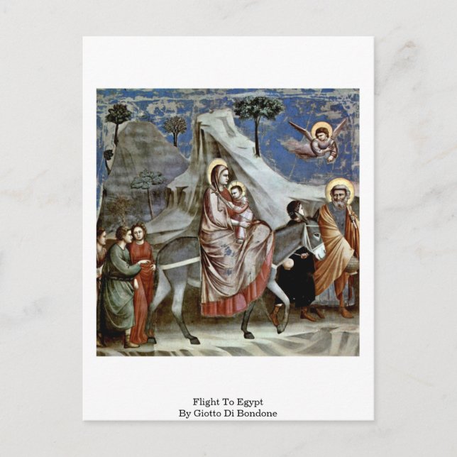 Flygning i Egypten av Giotto Di Bondon Vykort (Framsida)