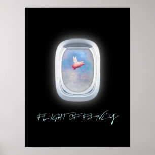 Flygning i finare-flygande gris över flygplansföns poster