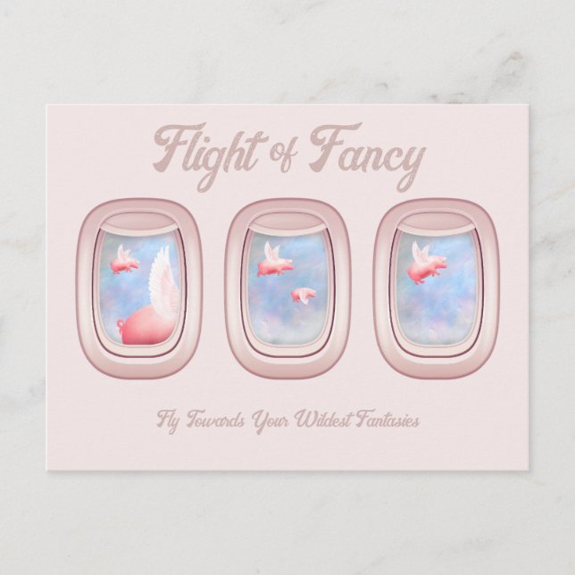 Flygning i tidigare flygplansfönster mellan Finare Vykort (Framsida)