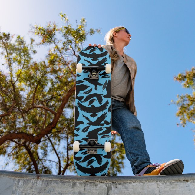 Flygning med Eagles black.w L blue BG Mini Skateboard Bräda 18,5 Cm (Utomhus 1)