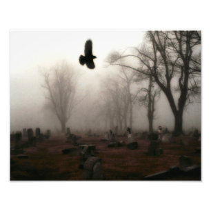 Flygning med Halloween-Kråka Fototryck