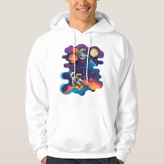 Flygning med planeter i rymden hoodie (Framsida)