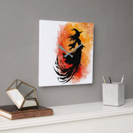 Flygning med texten Ember Shadow No Text Fyrkantig Klocka