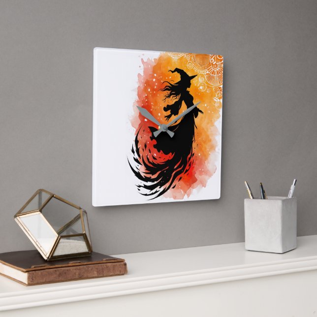 Flygning med texten Ember Shadow No Text Fyrkantig Klocka (Kontor)