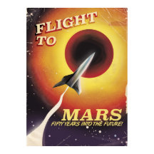 Flygning till Mars! vintage-sci-fi poster