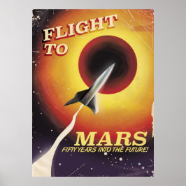 Flygning till Mars! vintage-sci-fi poster