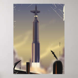 Flygning till Mars! vintage-sci-fi poster