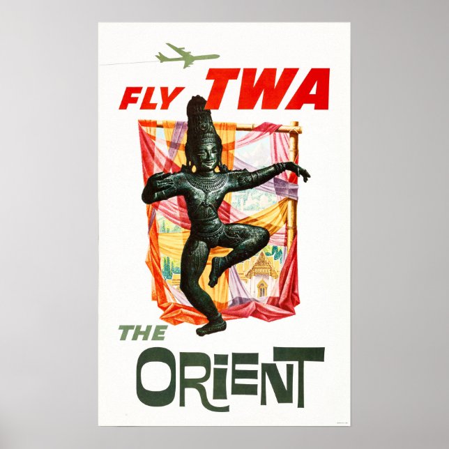 Flygning till Sydostasien Vintage resor Poster (Framsidan)