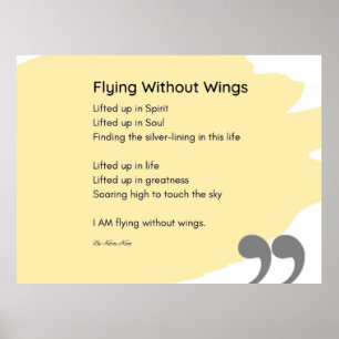 Flygning utan vingar dikt gult konsthjälp poster