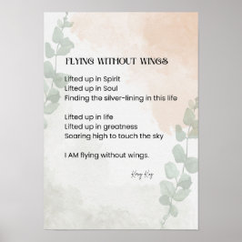 Flygning utan Vingar Dikt Poetry, skriven Ord Poster