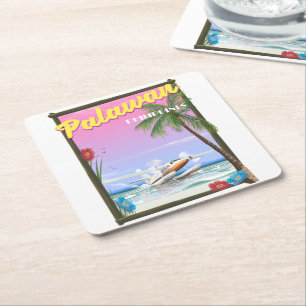 Flygningen i Palawan Filippinerna poster Underlägg Papper Kvadrat